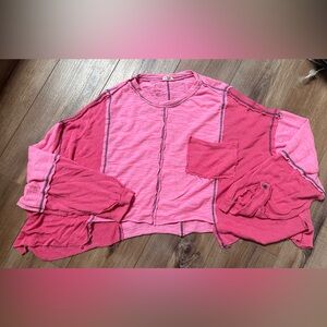 Pol Oversized High Low Top Pink Balloon Sleeves Large